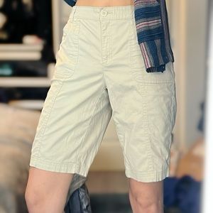 Khaki High Waist Bermuda Shorts